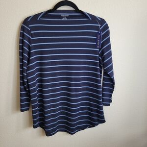 Pendleton NWT Blue Striped Shirt Ladies Medium Pull Over With 3/4 Sleeves